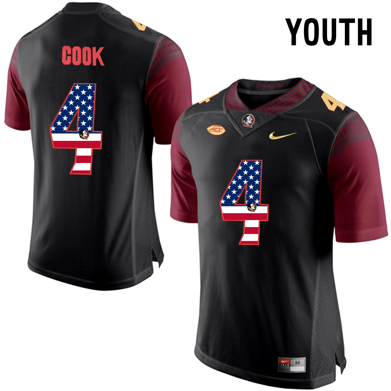 US Flag Fashion Youth Florida State Seminoles Dalvin Cook #4 College Football Limited Jersey  Black
